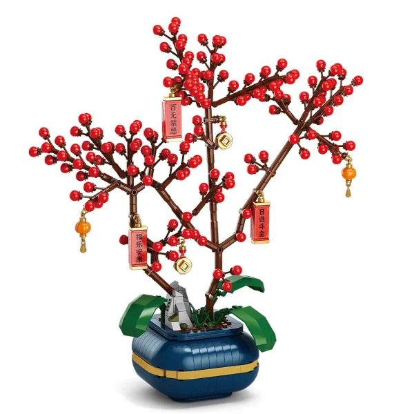 City Creativity Flower Bouquet Peach Blossom Narcissus Bonsai Potted Plant Building Blocks Model Home Decoration Toy For Kids - Image 4