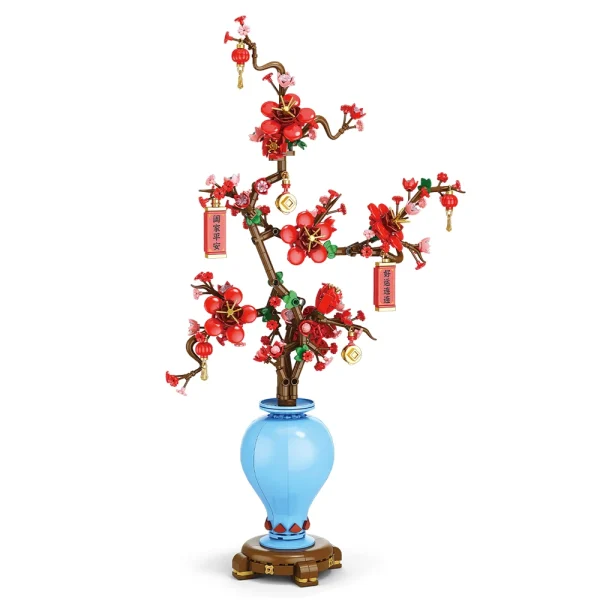 City Creativity Flower Bouquet Peach Blossom Narcissus Bonsai Potted Plant Building Blocks Model Home Decoration Toy For Kids - Image 2